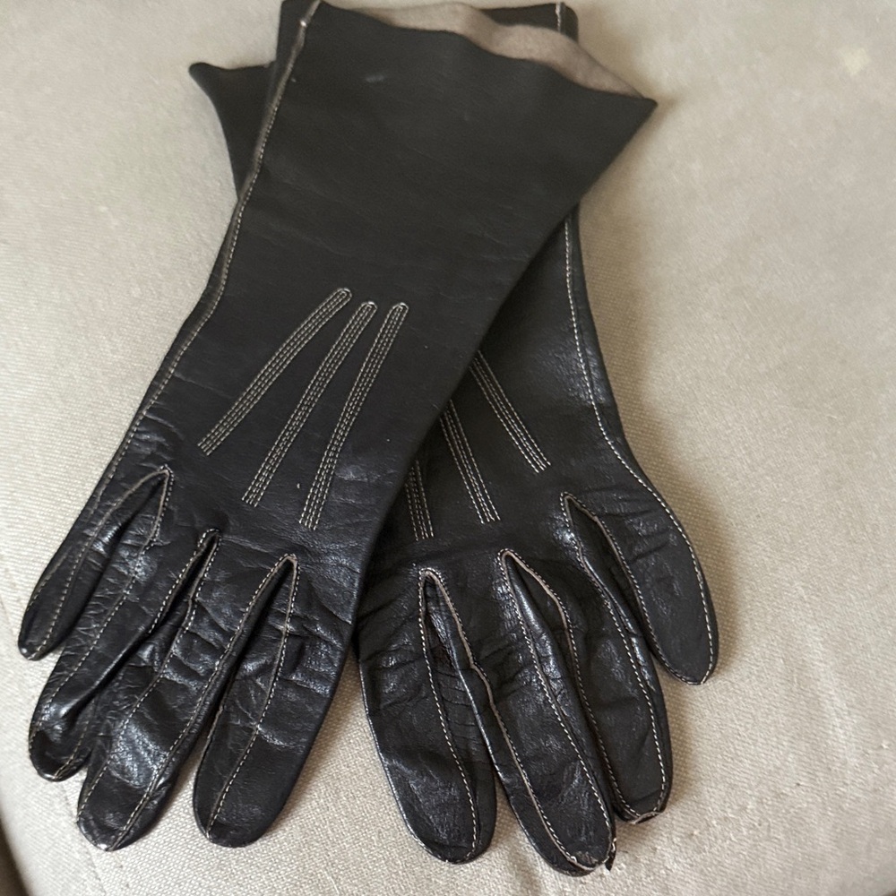 Vintage Black Leather Gloves Black Beautyskin